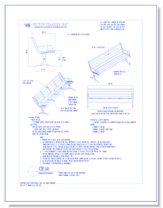 Model CM-140: GreenSites Bench, Recycled Plastic Slats