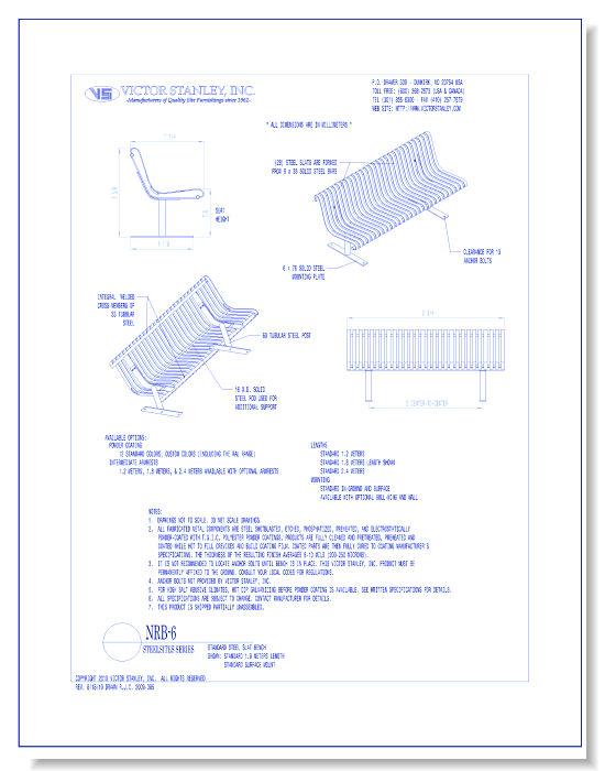 Model NRB-6: Steelsites™ Straight Bench