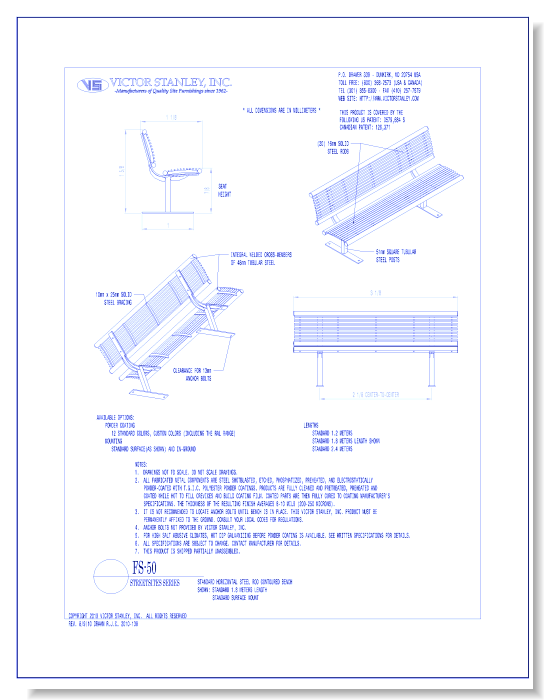 Model FS-50: Streetsites™ Bench, Horizontal Steel Rods