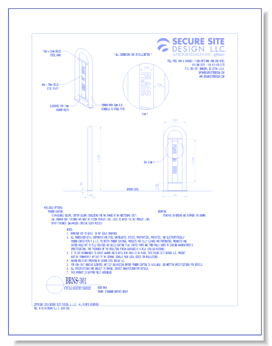 Model BRNS-301: Cycle Sentry™ Bike Rack, Loop with Central Plaque