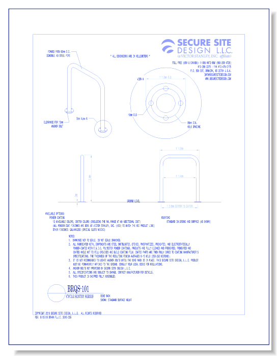 Model BRQS-101: Cycle Sentry™ Bike Rack, Square Loop