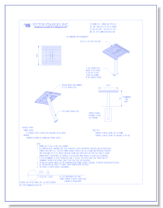 Model IPR-36: Steelsites™ Table