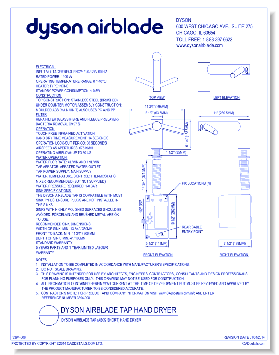 Dyson Airblade Tap (AB09 Short) hand dryer