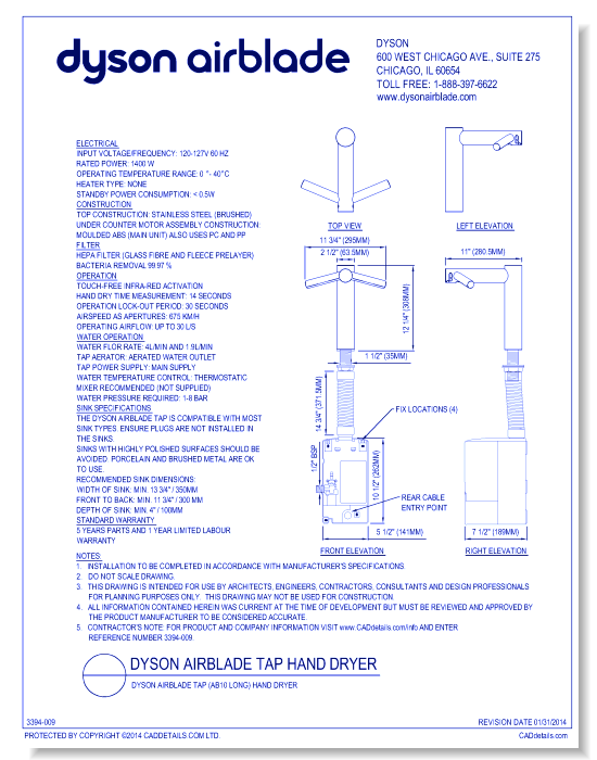 Dyson Airblade Tap (AB10 Long) hand dryer