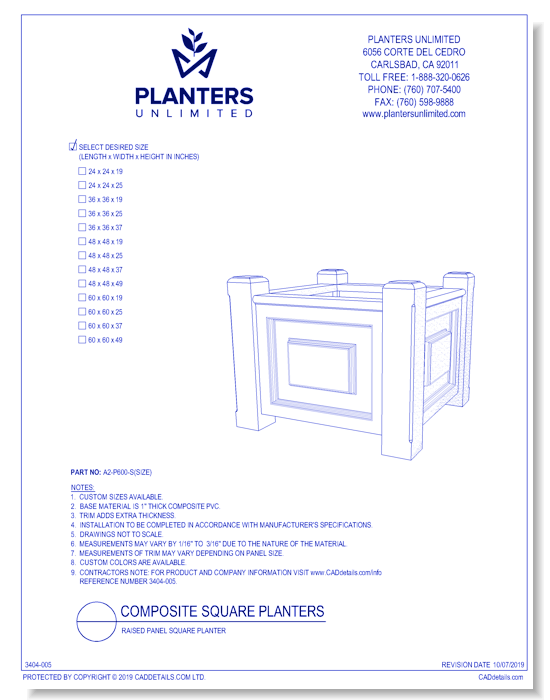 Raised Panel Composite Square Planter