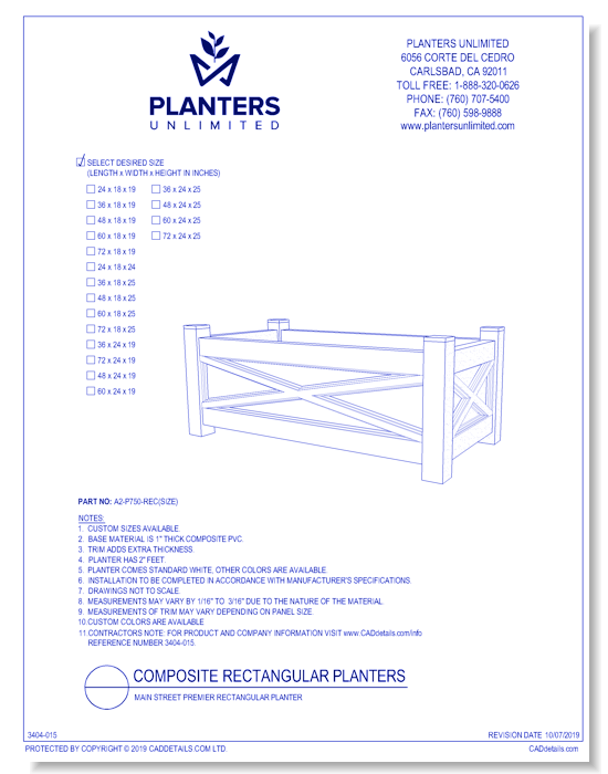 Main Street Premier Composite Rectangular Planter