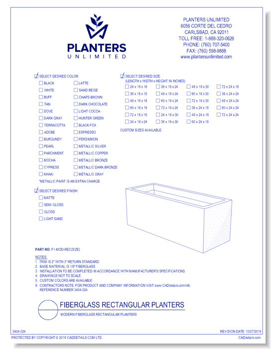 Modern Fiberglass Rectangular Planters