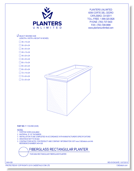 Tuscana Fiberglass Rectangular Planters