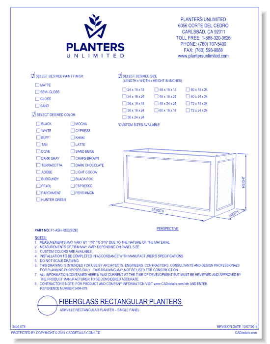 Ashville Rectangular Planter – Single Panel
