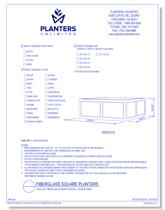 Ashville Fiberglass Square and Rectangle Planter – Double Panel