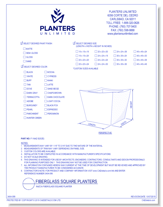 Nazca Fiberglass Square Planter