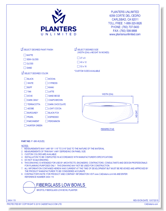 Bristol Fiberglass Low Bowl Planter