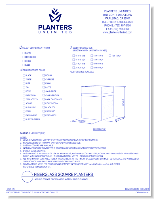 Arroyo Square Fiberglass Planter – Single Channel