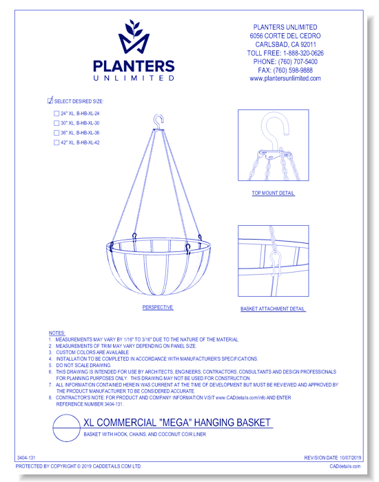 XL Commercial "Mega" Hanging Baskets