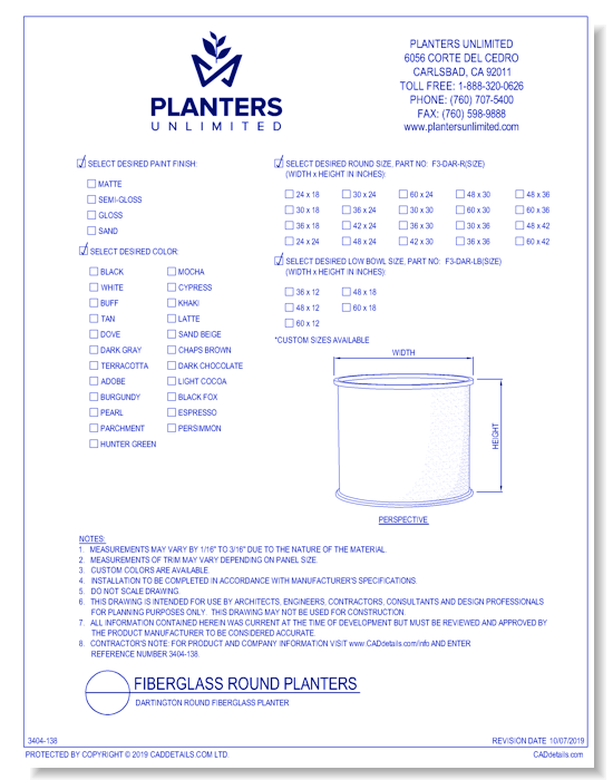 Dartington Round Fiberglass Planter