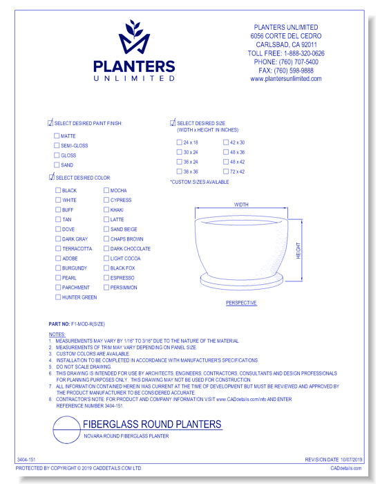 Novara Round Fiberglass Planter