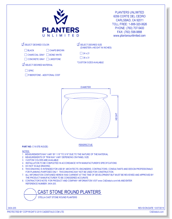 Stella Cast Stone Round Planters