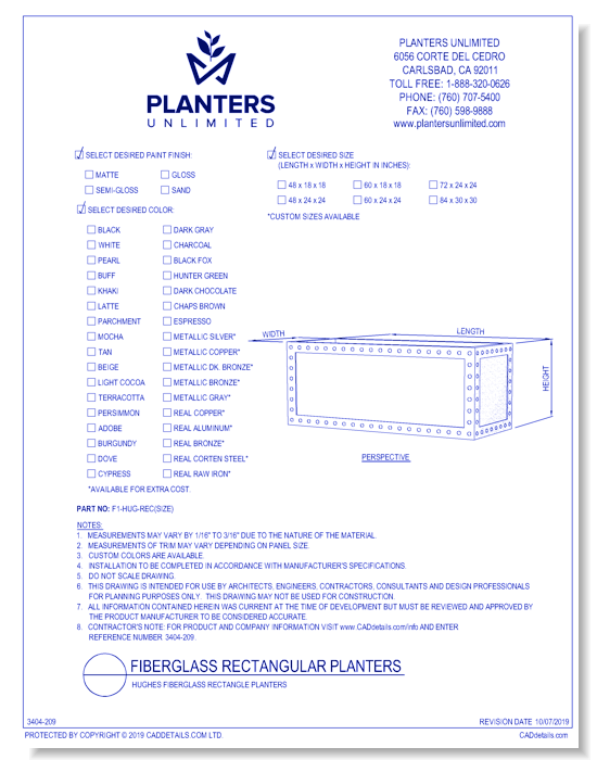 Hughes Fiberglass Rectangle Planters