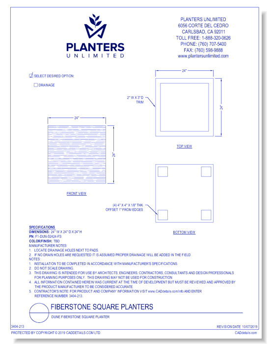 Dune Fiberstone Square Planter