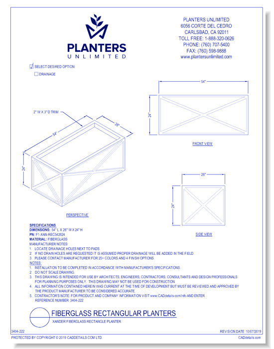 Xander Fiberglass Rectangle Planter