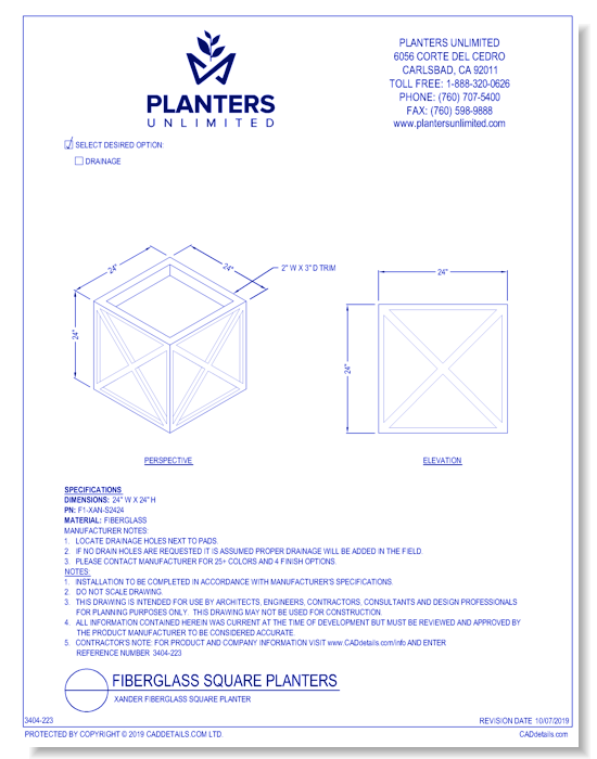 Xander Fiberglass Square Planter