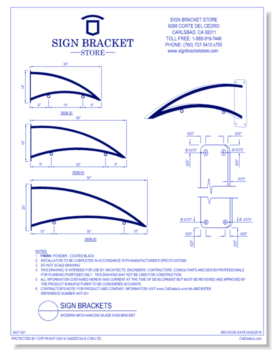 Modern Arch Hanging Blade Sign Bracket