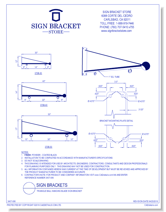 Triangle Ball Hanging Blade Sign Bracket