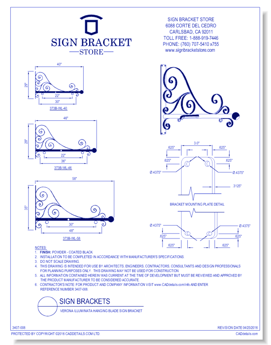 Verona Illuminata Hanging Blade Sign Bracket