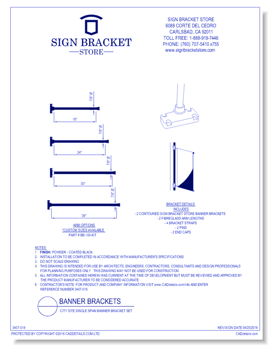 CitySite Single Span Banner Bracket Set