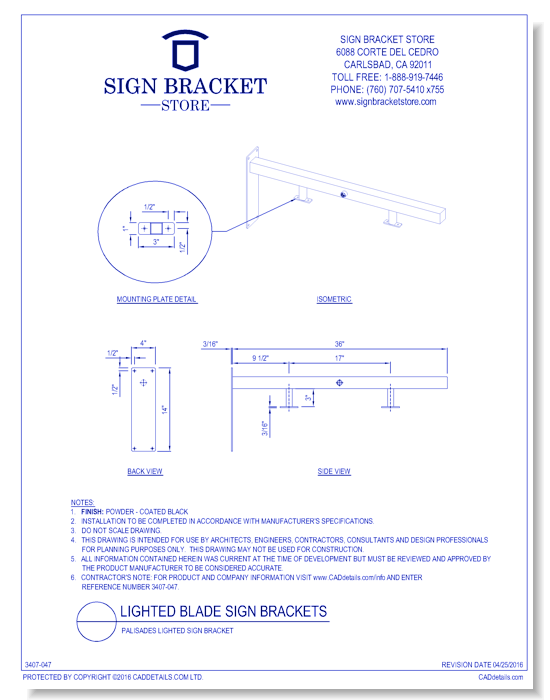 Palisades Lighted Sign Bracket