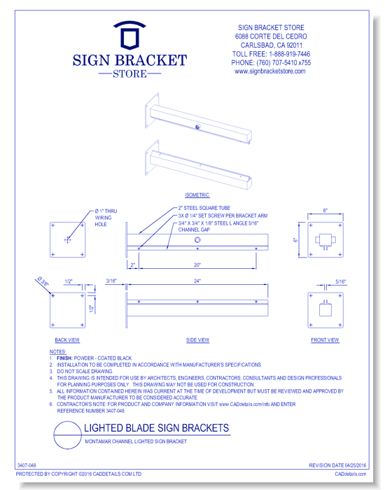 Montamar Channel Lighted Sign Bracket