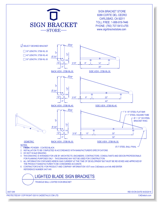 Triangle Ball Lighted Sign Bracket
