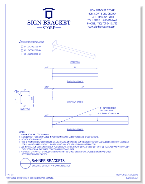 Universal Straight Arm Banner Bracket