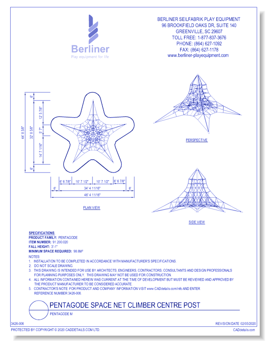 Pentagode Space Net Climber Center Post - Pentagode M