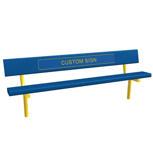 CAD Drawings Playcraft Systems 8' Bench with HDPE Sign In-Ground Mount