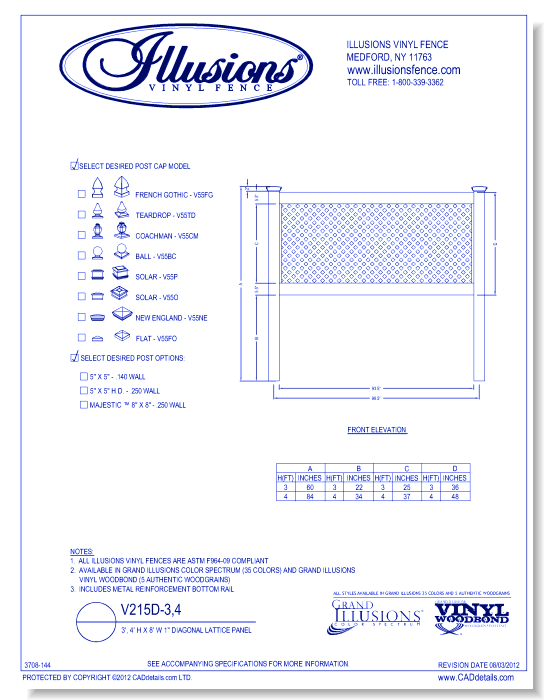 1" Diagonal Lattice Panel 3', 4' H X 8' W ( V215D )