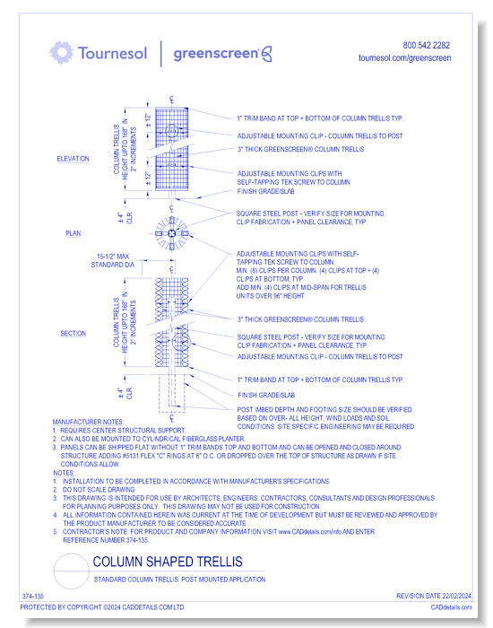 Standard Column Trellis: Post Mounted Application