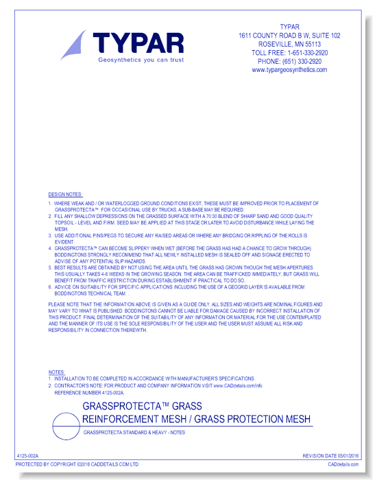 GrassProtecta Standard & Heavy - Notes
