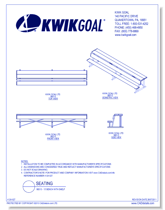 9B315 - 15' Bench with Shelf