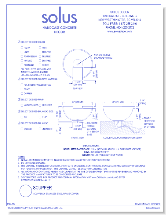 Scupper 36 - Stainless Steel/Brass