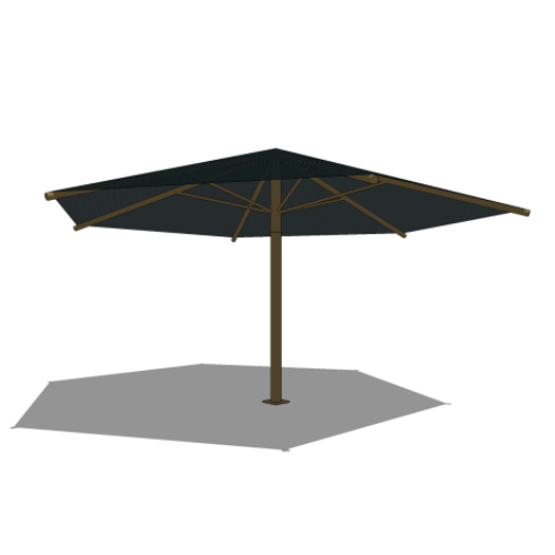 20' Hexagon Umbrella with 8' Height, Glide Elbow™, and In-Ground Mount