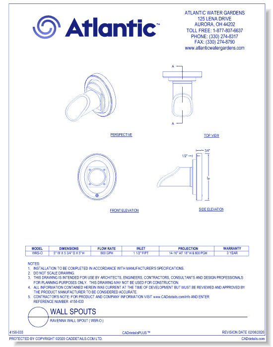 Ravenna Wall Spout ( WSR-O )