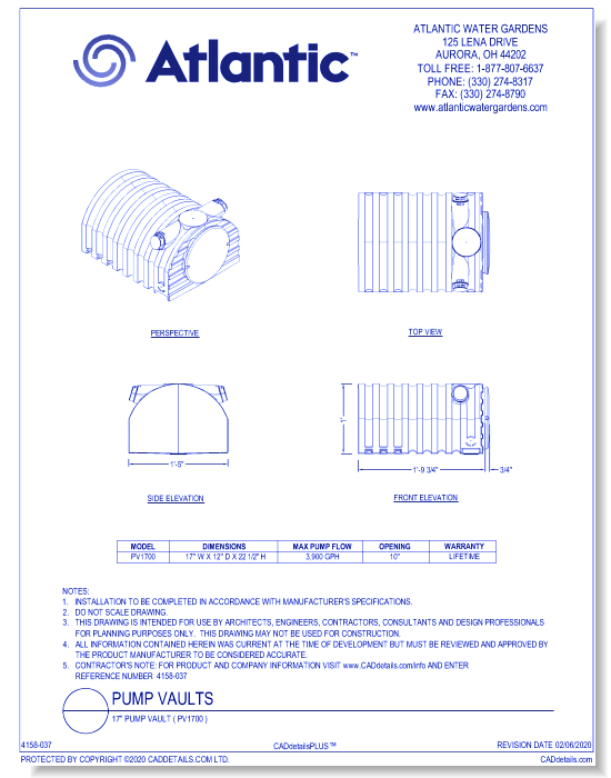 17” Pump Vault ( PV1700 )