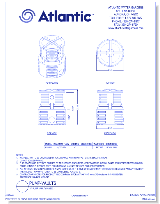 18” Pump Vault ( PV1800 )
