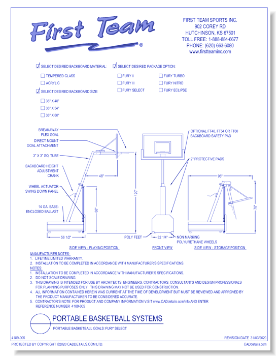 Portable Basketball Goals: Fury Select