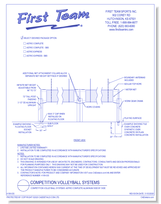 Competition Volleyball Systems: Astro Complete Aluminum Side by Side