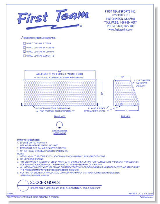 Soccer Goals: World Class 40 Jr. Club Portable – Round Goal Face