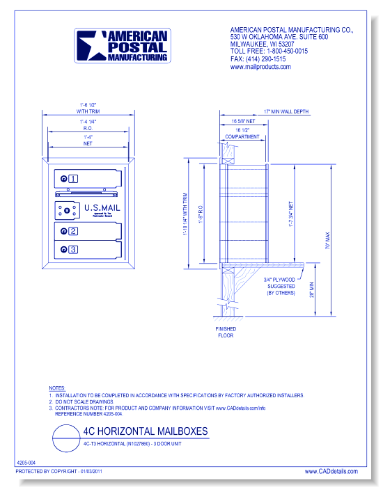 High Security 4C-T3 Horizontal (N1027860) - 3 Door Unit