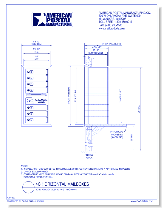 High Security 4C-T7 Horizontal (N1027863) - 7 Door Unit