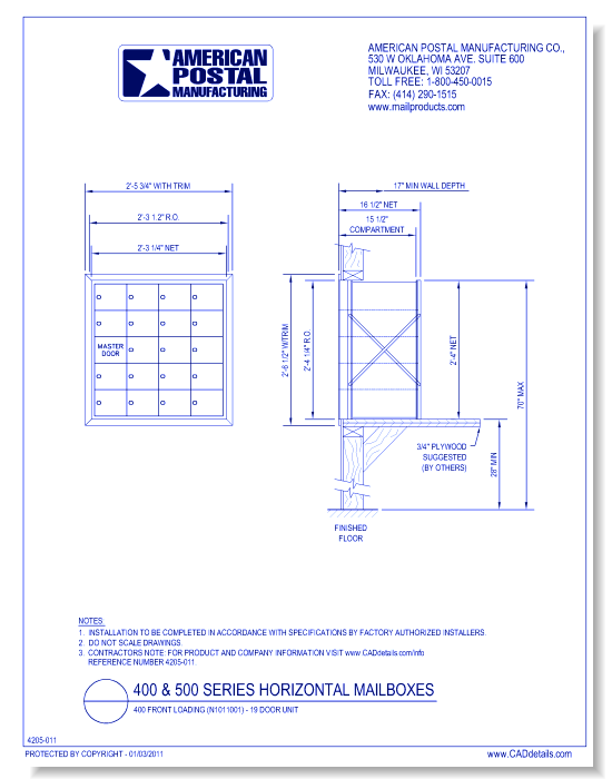 400 Front loading (N1011001) - 19 Door Unit